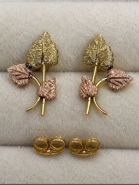 Landstrom's Black Hills 2 Tone Gold Post Earrings 14K